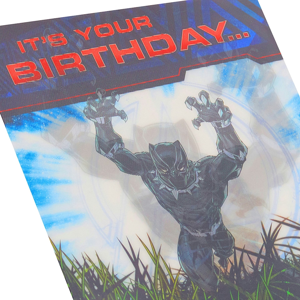 image 1 of UK Greetings | Marvel The Avengers Birthday Card | Happy Birthday Gifts | Him, Boys, Men | Black Panther Design | With Envelope