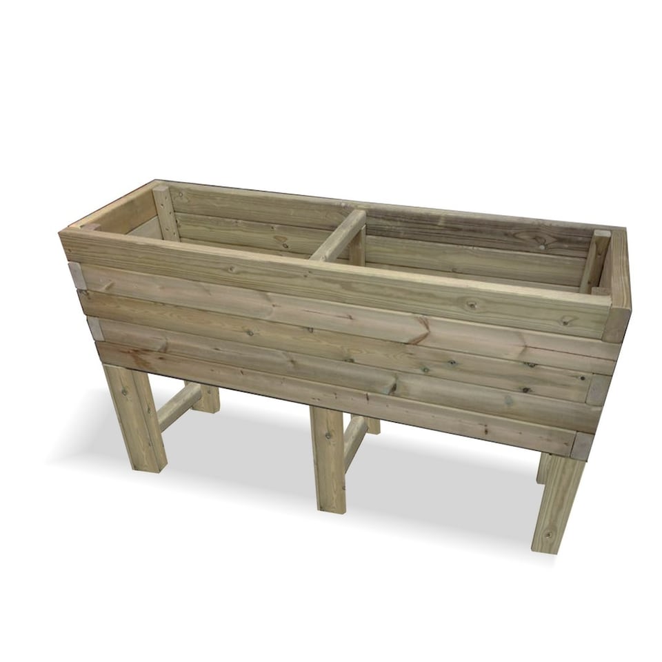 Multi Pack of 2 - Raised Super Heavy Duty Veg Trough - Timber - L60 x W120 x H80 cm - Fully Assembled | Brown