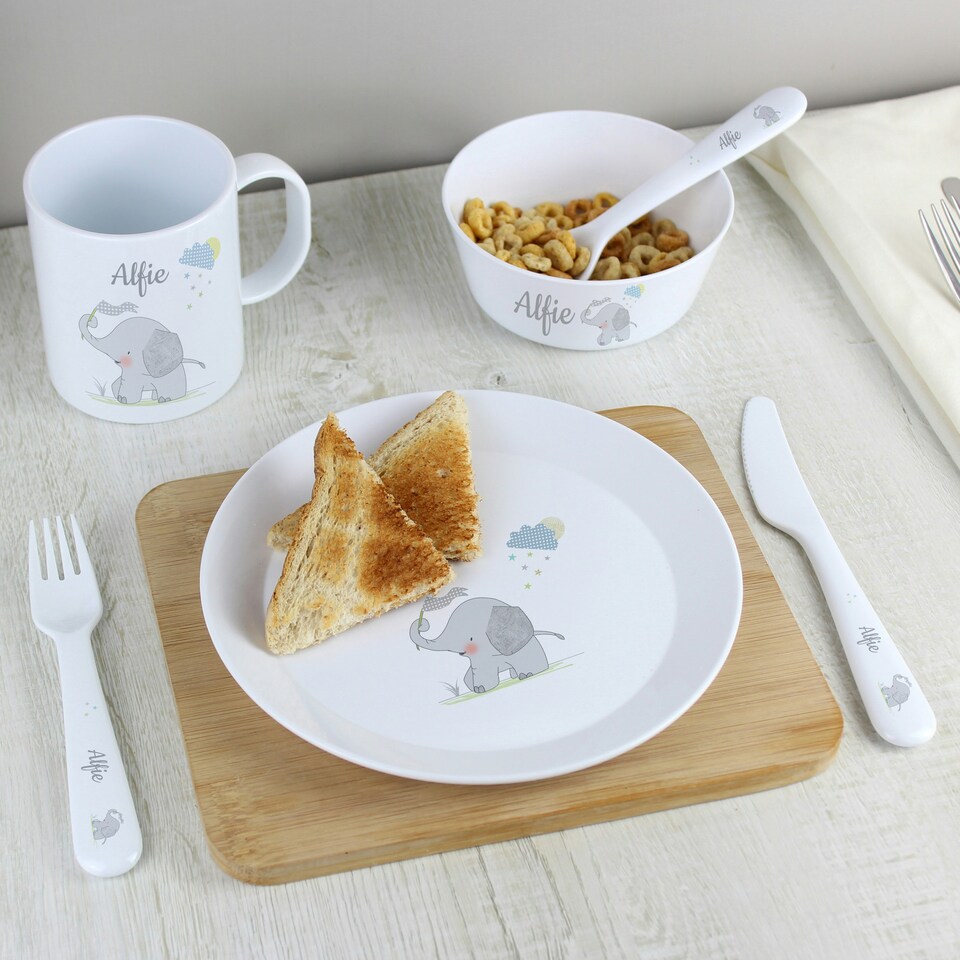 image 1 of Personalised Hessian Elephant Plastic Mug White
