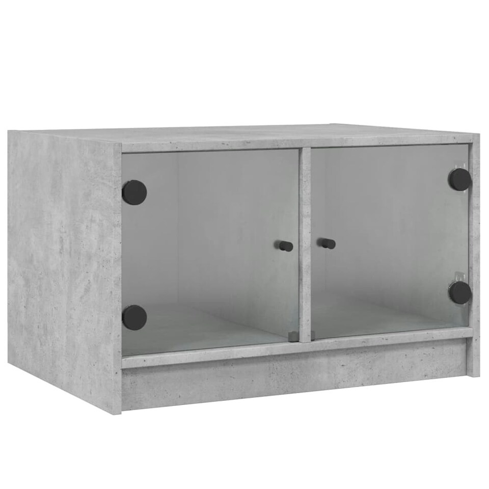 Coffee Table with Glass Doors Concrete Grey 68x50x42 cm Tesco Groceries