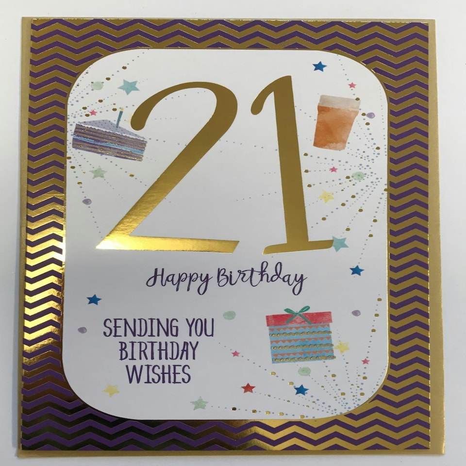 image 1 of 21st Birthday Card 21 Sending You Birthday Wishes