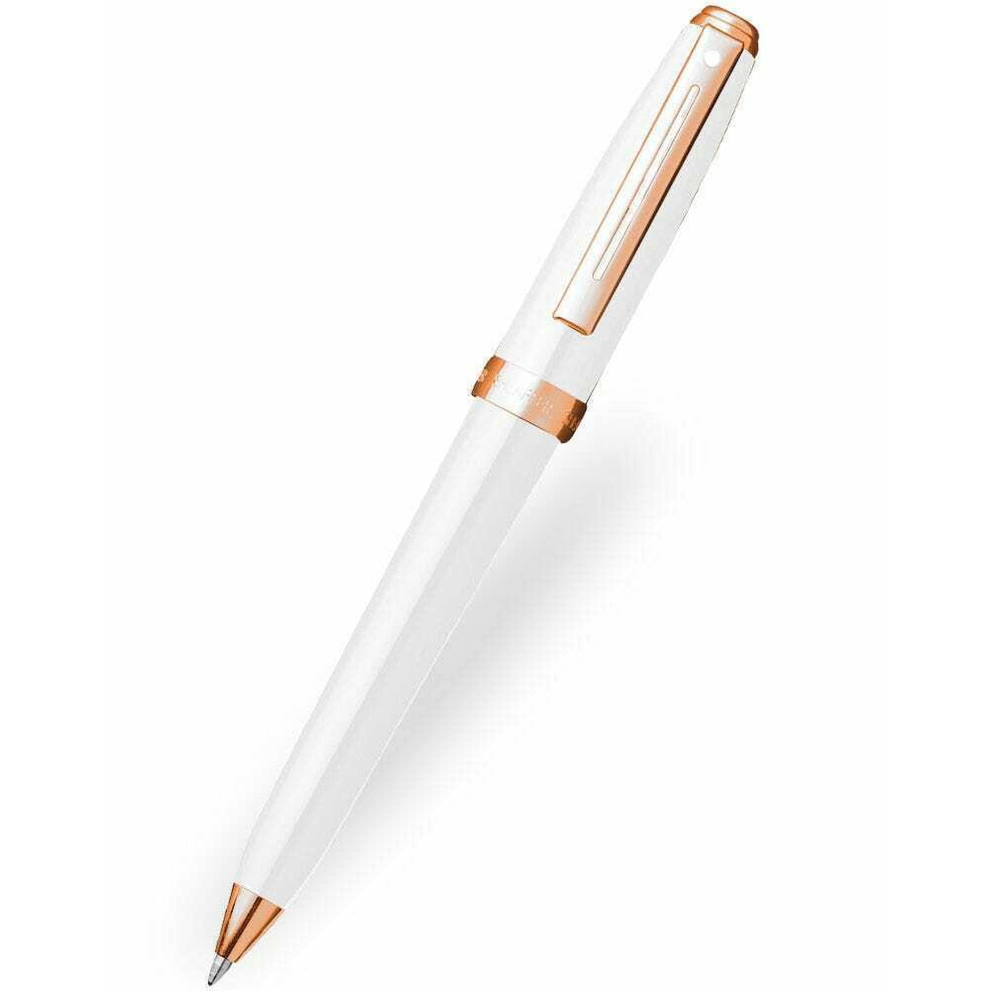 Sheaffer Prelude White & Rose Gold Ballpoint Pen Luxury Twist Action Pen Black Ink Gift Boxed E2914251