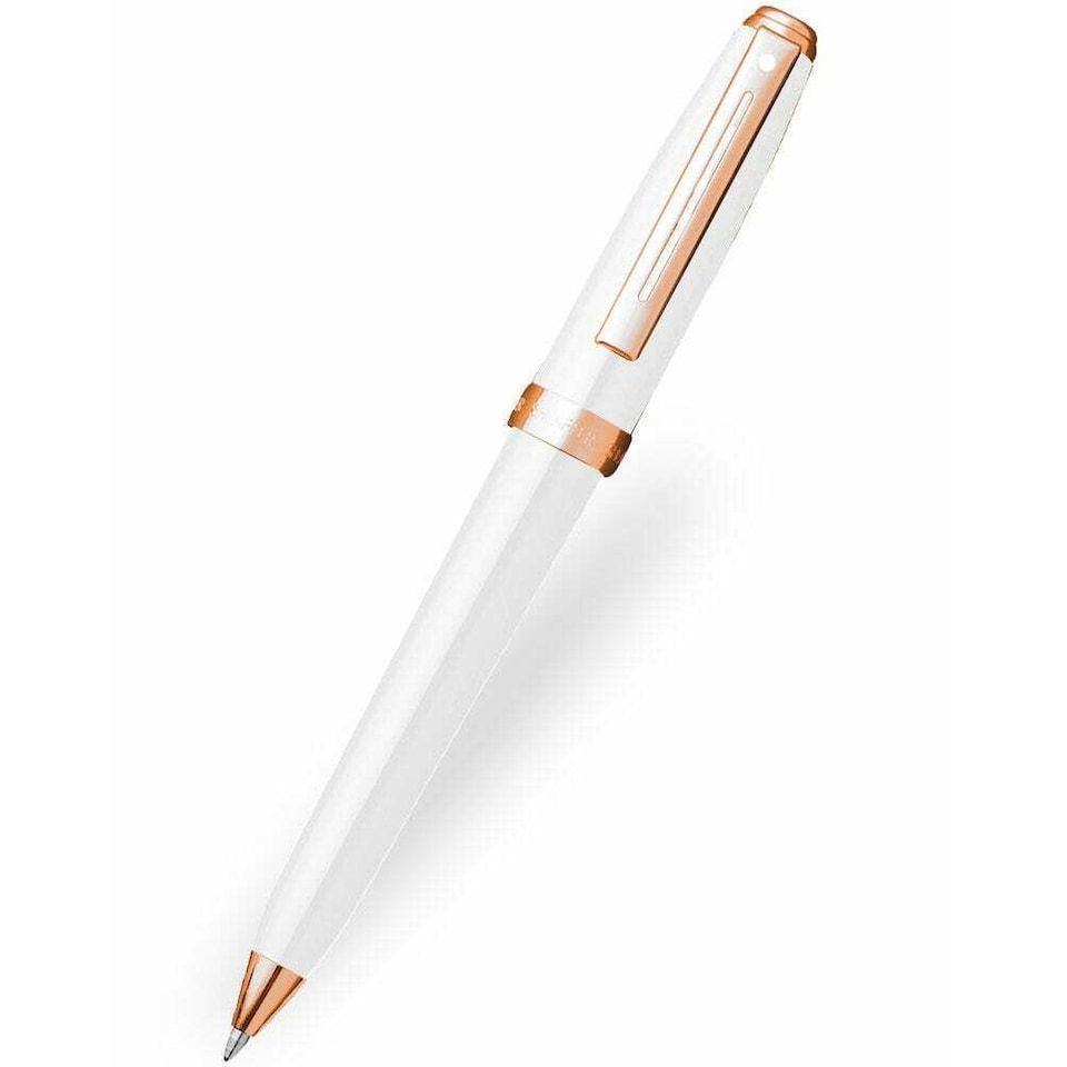 image 1 of Sheaffer Prelude White & Rose Gold Ballpoint Pen | Luxury Twist Action Pen | Black Ink | Gift Boxed | E2914251
