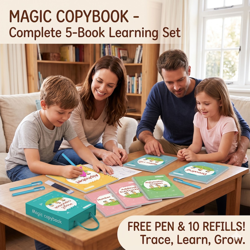 image 1 of Magic Copybook 5 Book Set with Pens & Refills for Kids