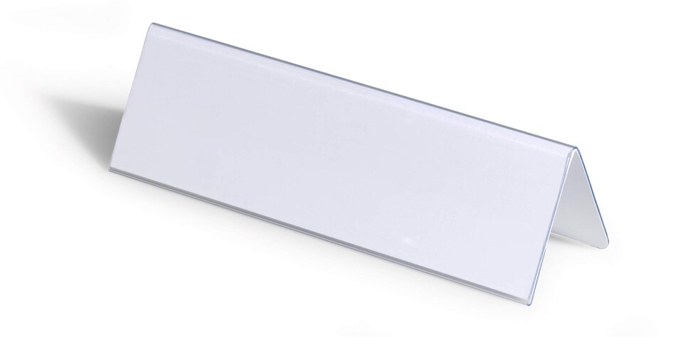 image 1 of Durable Clear Plastic Table Place Name Holders and Inserts | 25 Pack | 61x210mm