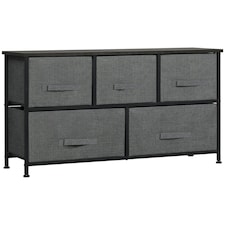 HOMCOM Chest of Drawers, 5 Drawer Fabric Dresser for Bedroom, Dark Grey