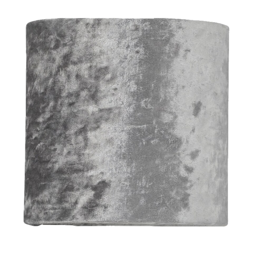 image 1 of Antique Brass Stick Table Lamp with Grey Crushed Velvet Shade