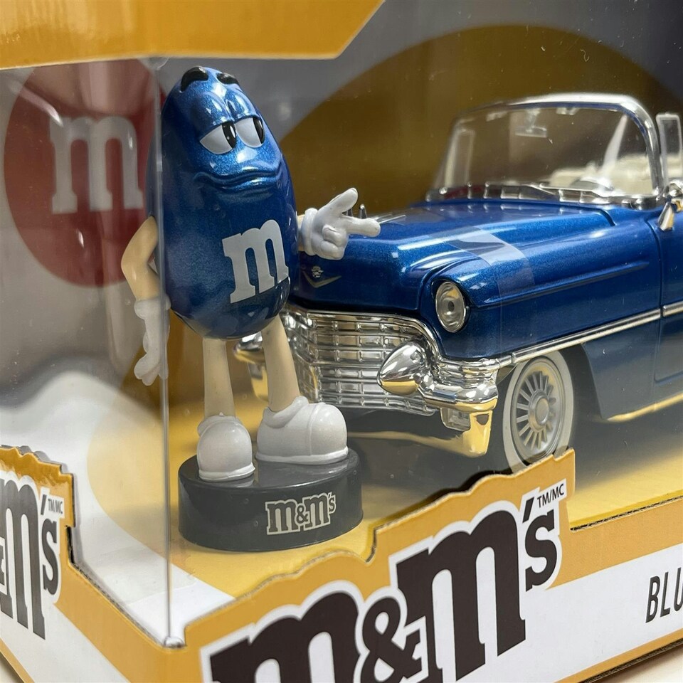 image 1 of M&M's Blue Figure and 1956 Cadillac Eldorado 1:24 Scale Jada 33726 253255067