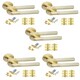 image 1 of Golden Grace 5 Sets Knurled T-Bar Door Handles in Satin Brass Finish with Latch and Ball Bearing Hinges | Gold | 5 Set