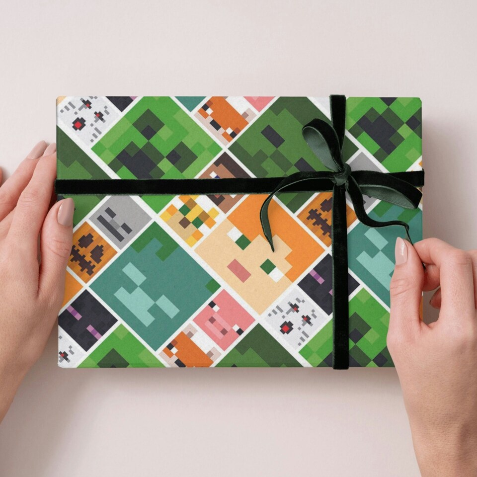 image 1 of Minecraft 2 Sheets & 2 Tags Gift Wrap