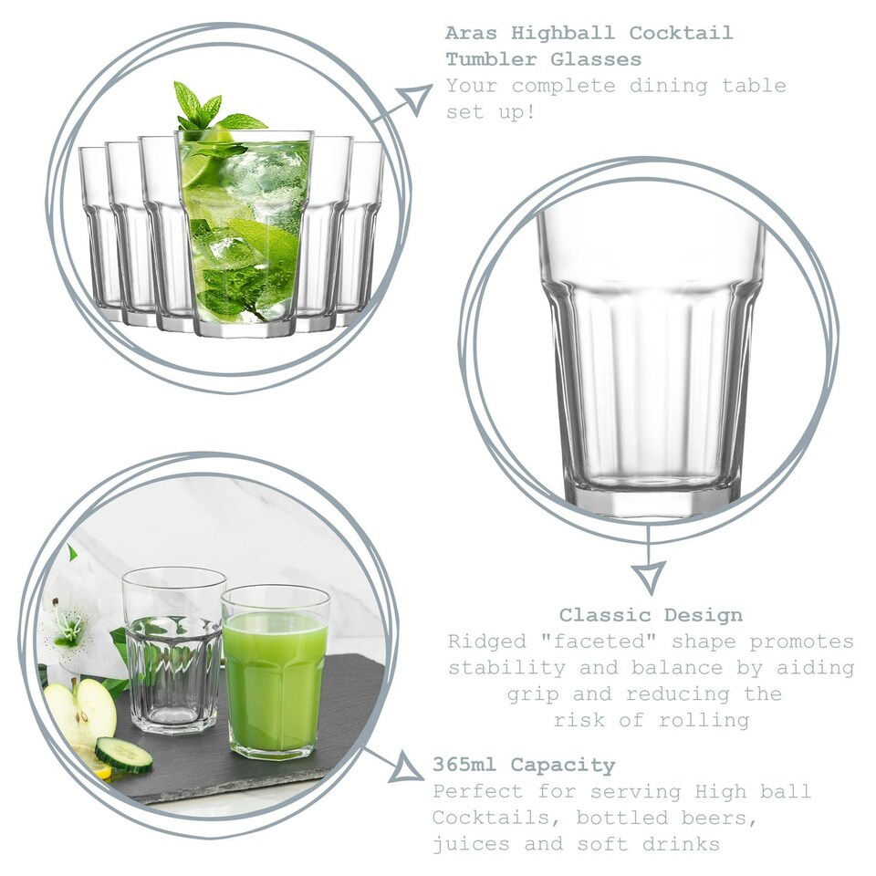 image 1 of LAV Aras Highball Glasses - 365ml - Clear - Pack of 6 Clear