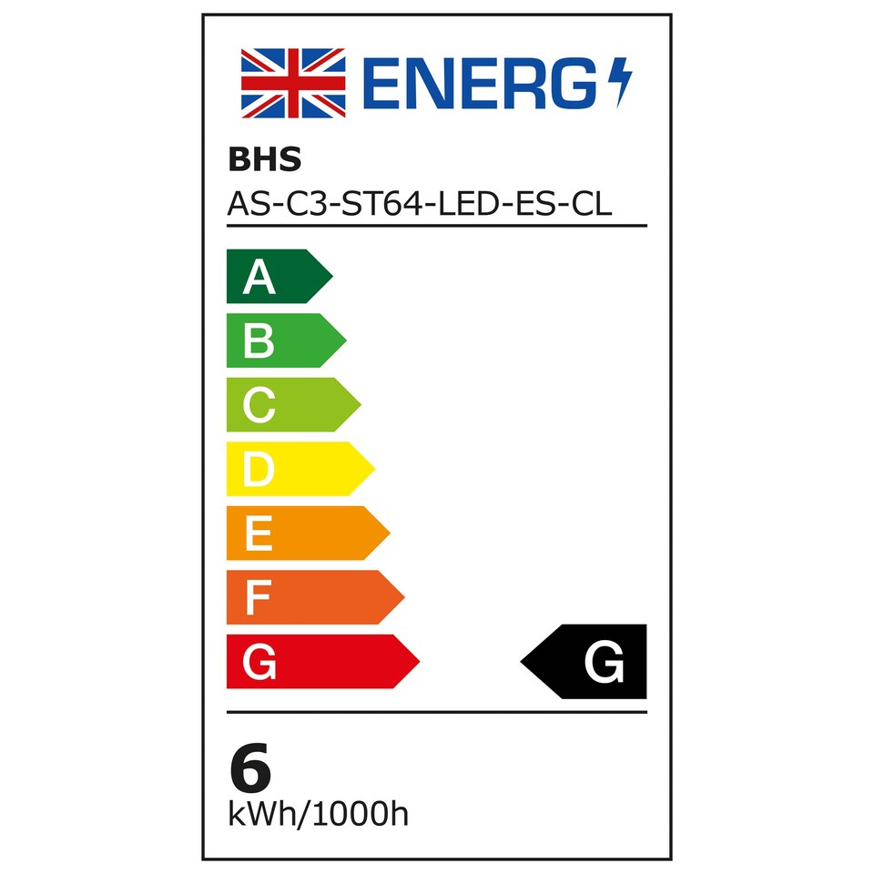 image 1 of BHS 3 Pack of 6 Watt LED ES E27 Vintage Filament Teardrop Bulb | Clear | Warm White | 3