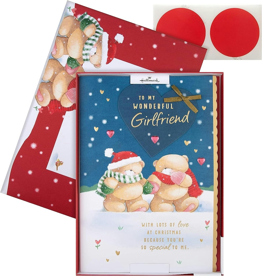 image 1 of Cute Forever Friends Winter Love Design Girlfriend Boxed Christmas Card