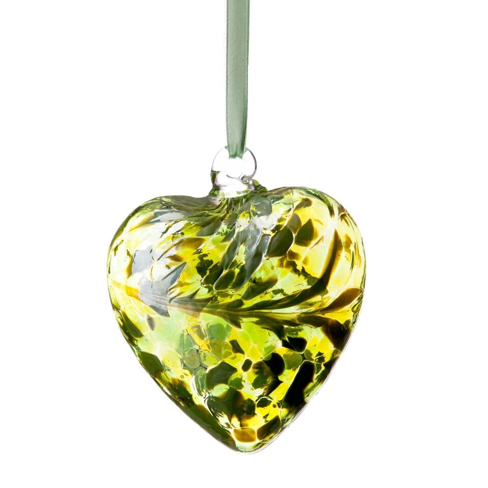 image 1 of Amelia Art Glass Hanging Friendship Birthstone Heart Ornament August