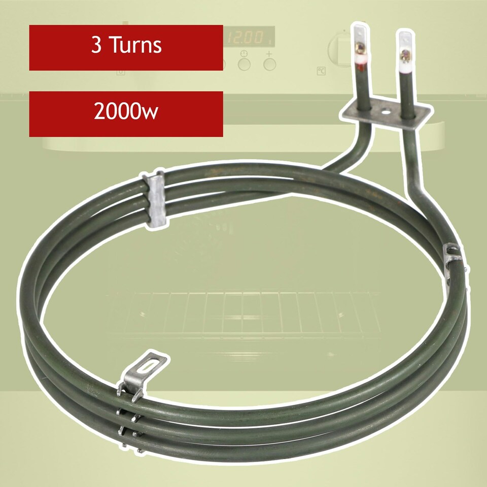 image 1 of SPARES2GO 3 Turn Heating Element for IKEA FOV9 FOV10P OV12 OV13 OV14 OV15 OV16 OV20 Fan Oven 2000w