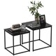 image 1 of HOMCOM Nest of Tables, Set of 2 Coffee Table, Side Tables with Tempered Glass Desktop and Metal Frame for Living Room, Bedroom, Office, Black | Black