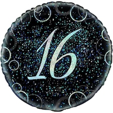 Unique Party Glitz 16th Birthday Foil Balloon - Black/Blue - One Size