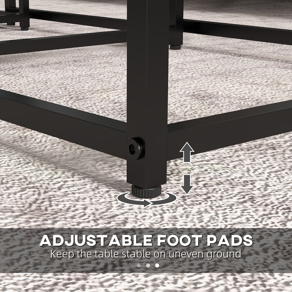 image 1 of HOMCOM Nesting Tables Set of 3, Side End Table with Faux Marble Effect Top and Steel Legs for Living Room, Bedroom, White | White