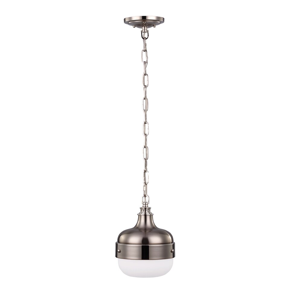 Cadence 1 Light Dome Ceiling Mini Pendant Polished Nickel, Brushed Steel, E27