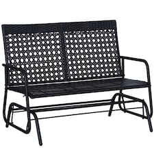 Outsunny 2 Seater Wicker Glider Bench Rocking Chair Garden Armchair