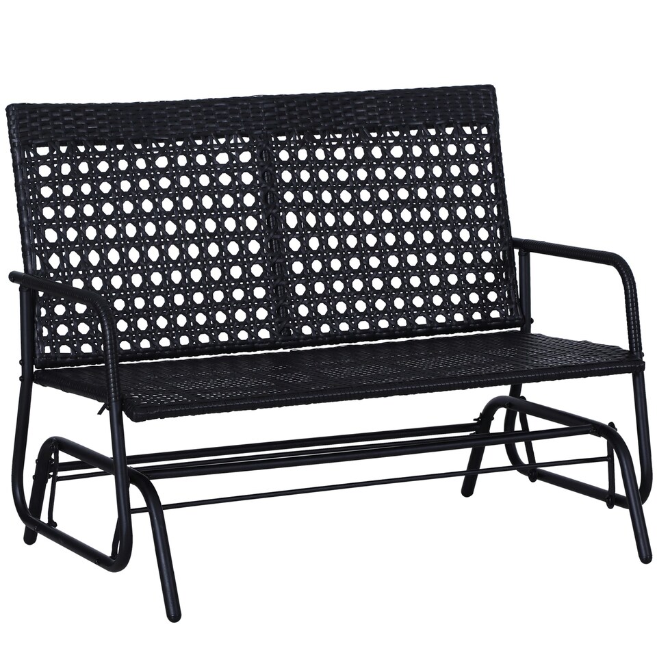 image 1 of Outsunny 2 Seater Wicker Glider Bench Rocking Chair Garden Armchair