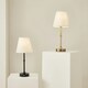 image 6 of ValueLights Lowe Brushed Gold Table Lamp with Natural Tapered Shade and Globe LED 2W Cool White 2700K Bulb