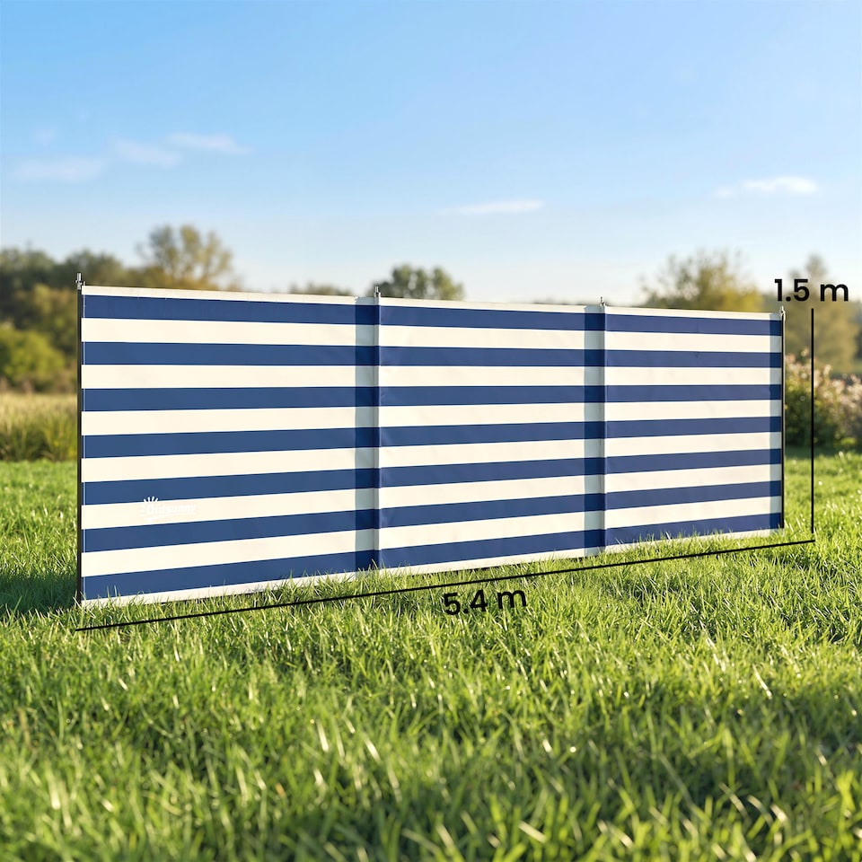 image 1 of Outsunny Camping Windbreak Portable Wind Blocker Privacy Wall | Blue | Dark Blue | 540 x 150 cm