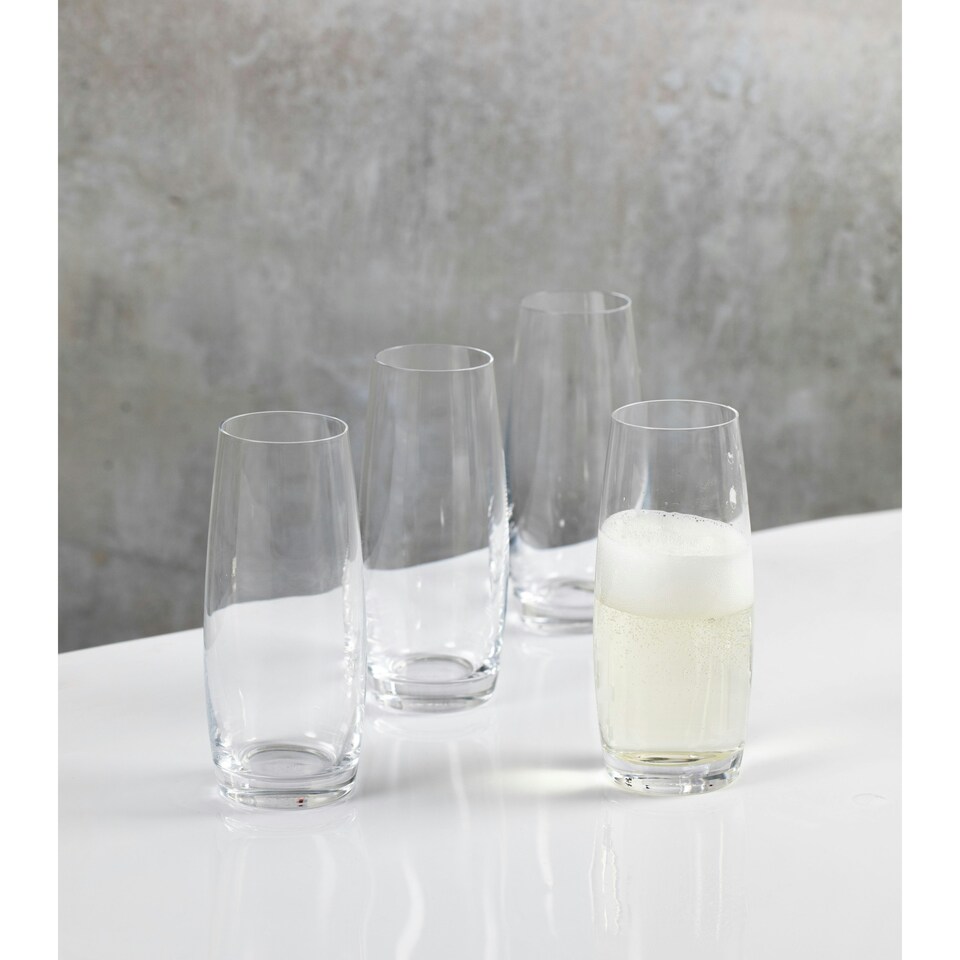 image 1 of Mikasa Champagne Flute Set Clear Stemless Crystal 266ml Set of 4