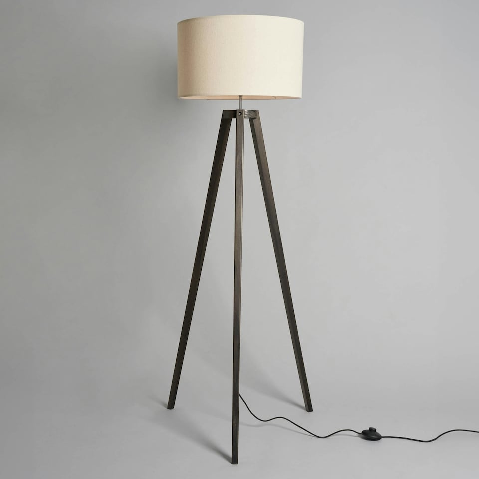 image 1 of BHS Keeley Wooden Tripod Floor Lamp | Brown | Dark Walnut | 1