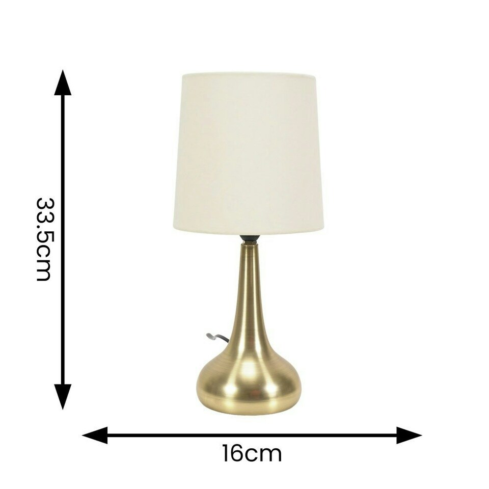 image 1 of ValueLights Teardrop Pair of Gold Touch Table Lamps with Cream Shade