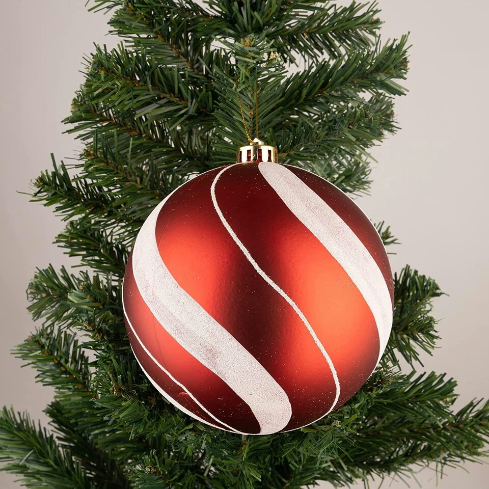 image 1 of Baubles Candy Stripe 15cm - 3Pcs PVC