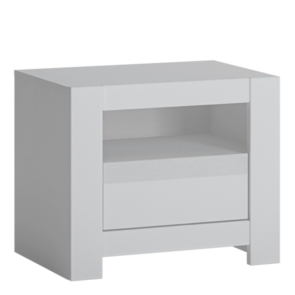 image 1 of Novi 1 Drawer Bedside Table in Alpine White
