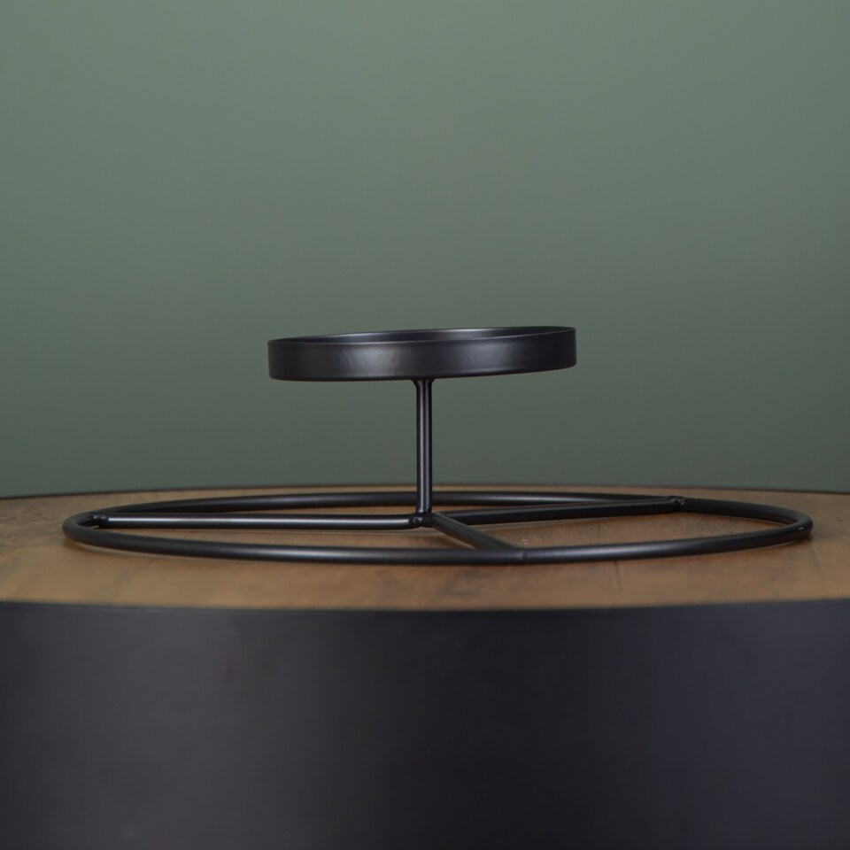 image 1 of 25cm Black Round Metal Pillar Candle Ring Holder