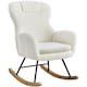 image 2 of Yaheetech High Back Rocking Accent Chair with Beech Wood Legs | White | Ivory