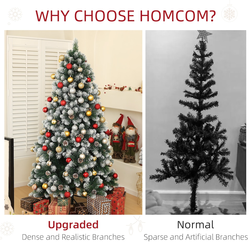 image 1 of HOMCOM 6ft Artificial Pine Christmas Tree with 774 Branch Tips and Steel Base, Realistic Hinged Tree with Pinecones, Holiday Decor for Home Office, Green