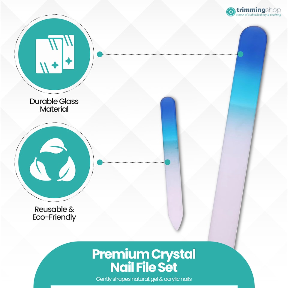 image 1 of Turquoise Glass Nail File Set, Gel & Acrylic Nails - 3pcs