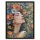 image 1 of Woman Boho Portrait Spring Flowers Mosaic Black Framed Wall Art Print A4