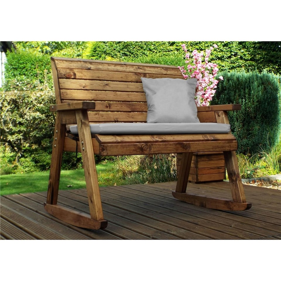 image 1 of Deluxe Rocker Bench With 1 x Bench Cushion Grey, 1 x Scatter Cushion Grey, 1 x Standard Cover