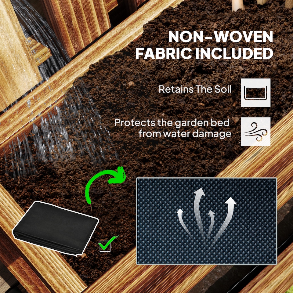 image 1 of Outsunny Wooden Garden Planters with Trellis Wall-mounted Raised Garden Bed