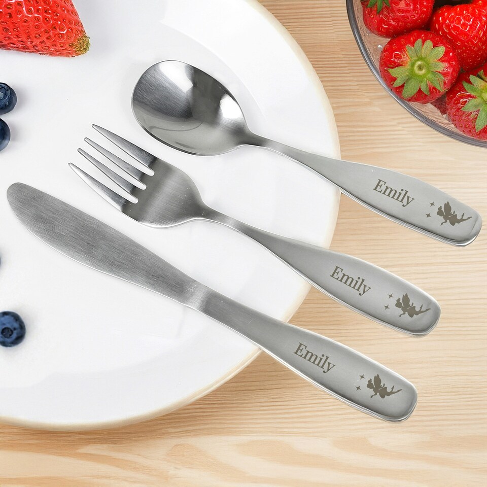 image 1 of Personalised Fairy Princess 3 Piece Cutlery Set