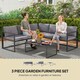 image 4 of Outsunny 3 Piece L Shaped Garden Furniture Set with Cushions, Garden Corner Sofa Set with 3-Seater Sofa, Loveseat and Tempered Glass Top Table for Outdoor, Grey