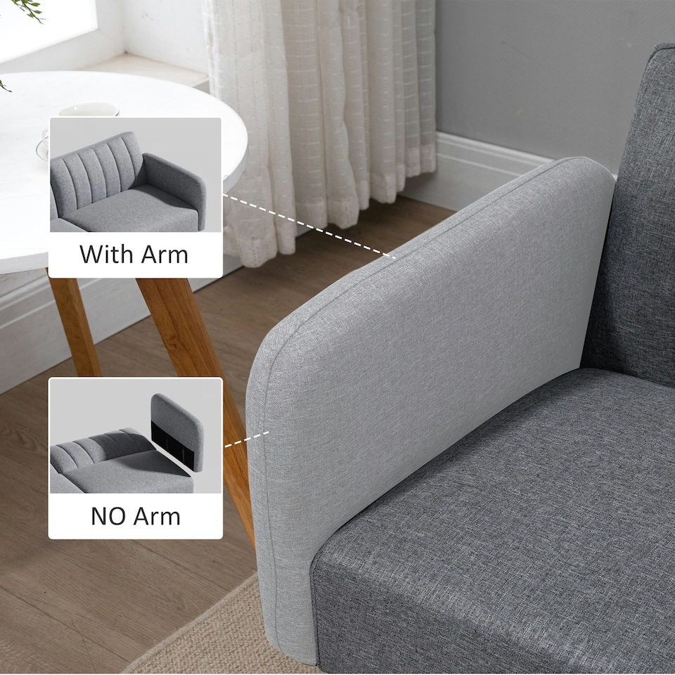 image 1 of HOMCOM 3 Seater Linen Sofa Bed with Adjustable Backrest for Living Room