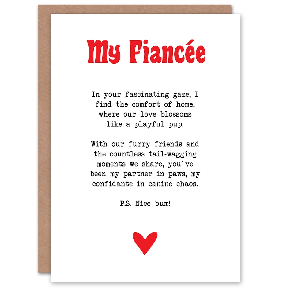 image 1 of Greeting Card Love Poem Dog Lover Fiancée Romantic Fun Valentine's Day