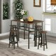 image 5 of 6PC Industrial Dining Table And Stools Set Rustic Brown Brown