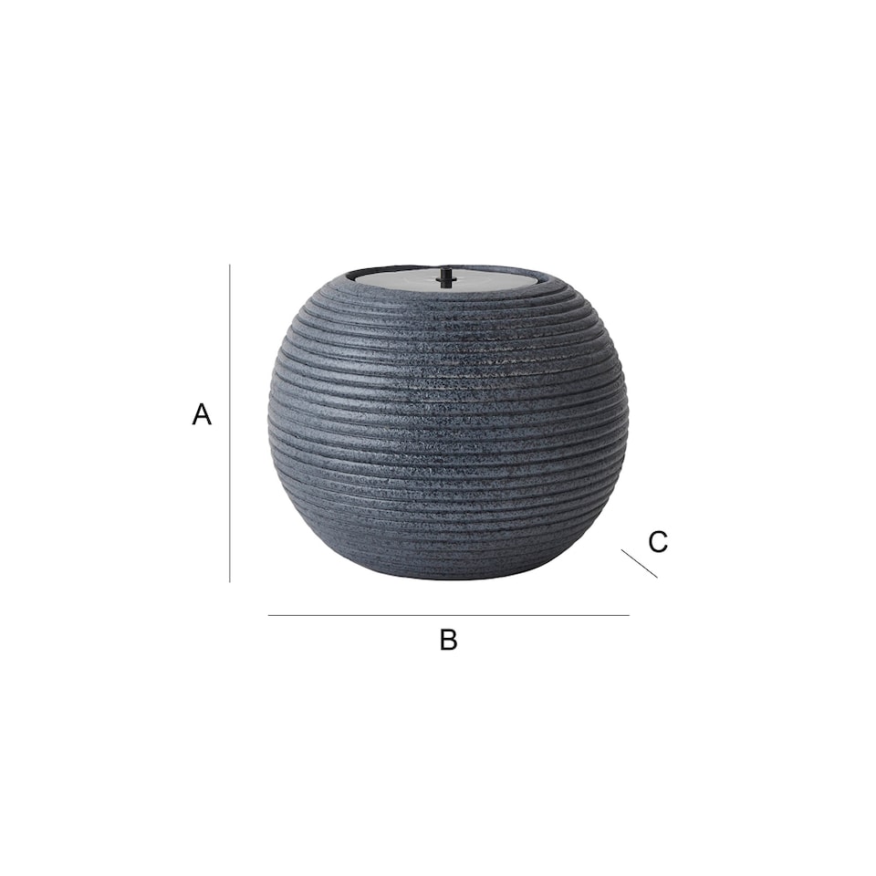 image 1 of ValueLights Round Ribbed Solar Power Outdoor Cascading Water Fountain | Grey