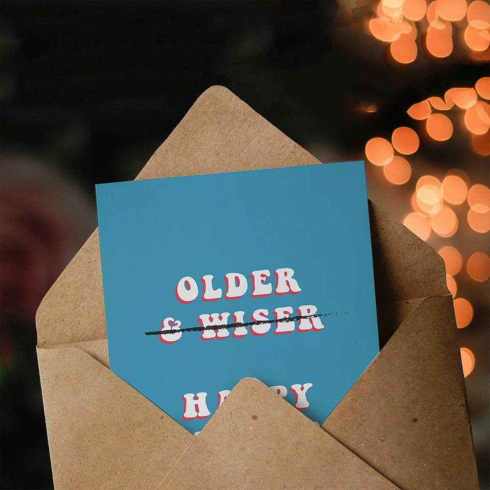 image 1 of Older Not Wiser Him Dad Brother Son Grandad Joke Funny Birthday Card