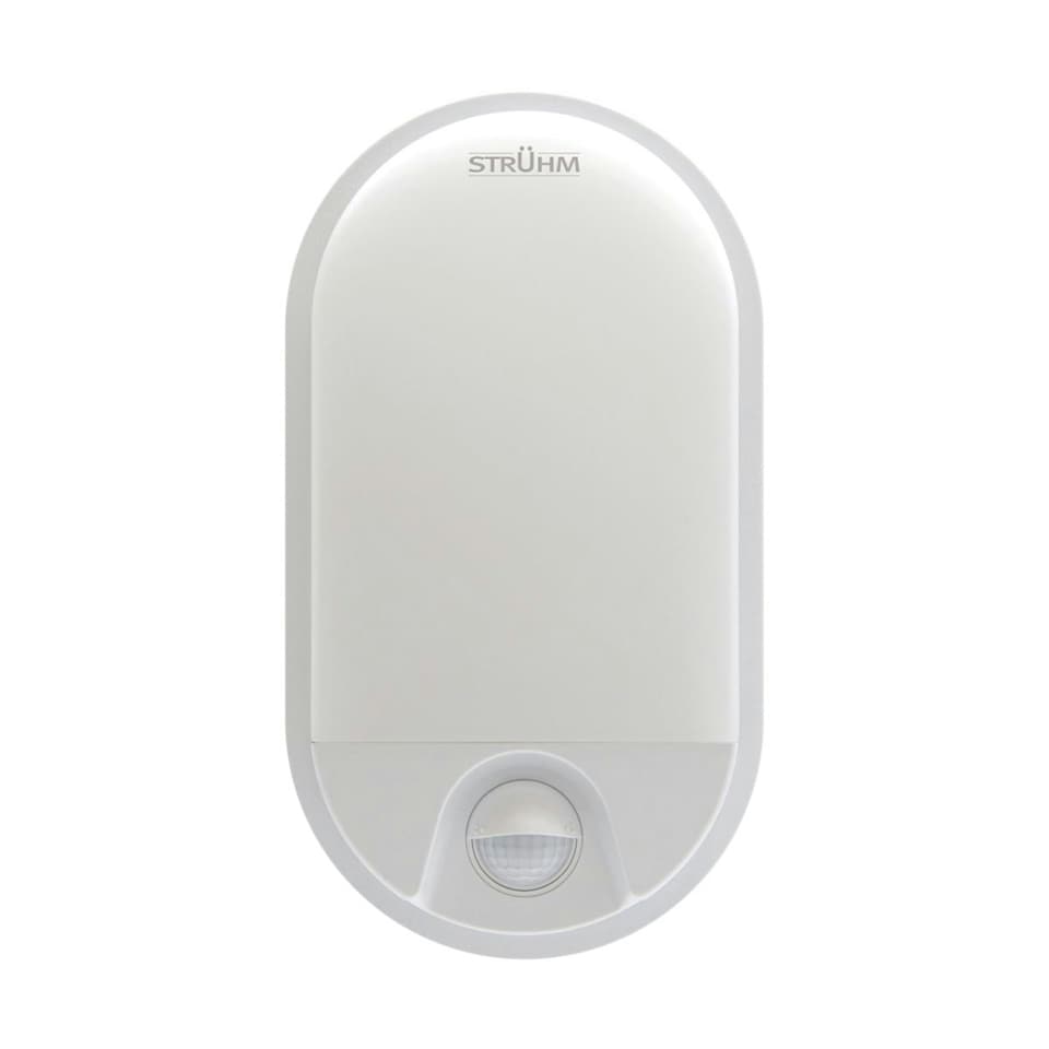 image 1 of CGC LEAH White Opal Oval Outdoor Wall Light With PIR Motion Sensor White