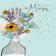 Flowers in a Vase Much Love Mum Birthday Card