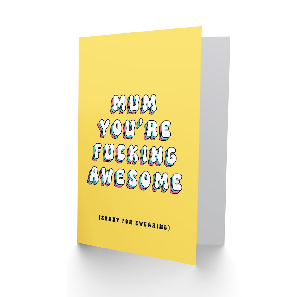 image 1 of Mother's Day Card You’re Awesome Sorry Swearing Bold Funny for Mum