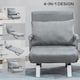 image 4 of HOMCOM Single Folding 5 Position Convertible Sleeper Chair Bed Light Grey